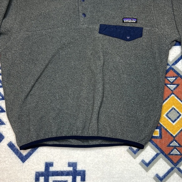 Patagonia Synchilla Fleece Snap T Mens Jacket -Gray & Blue Trim - Picture 3 of 9
